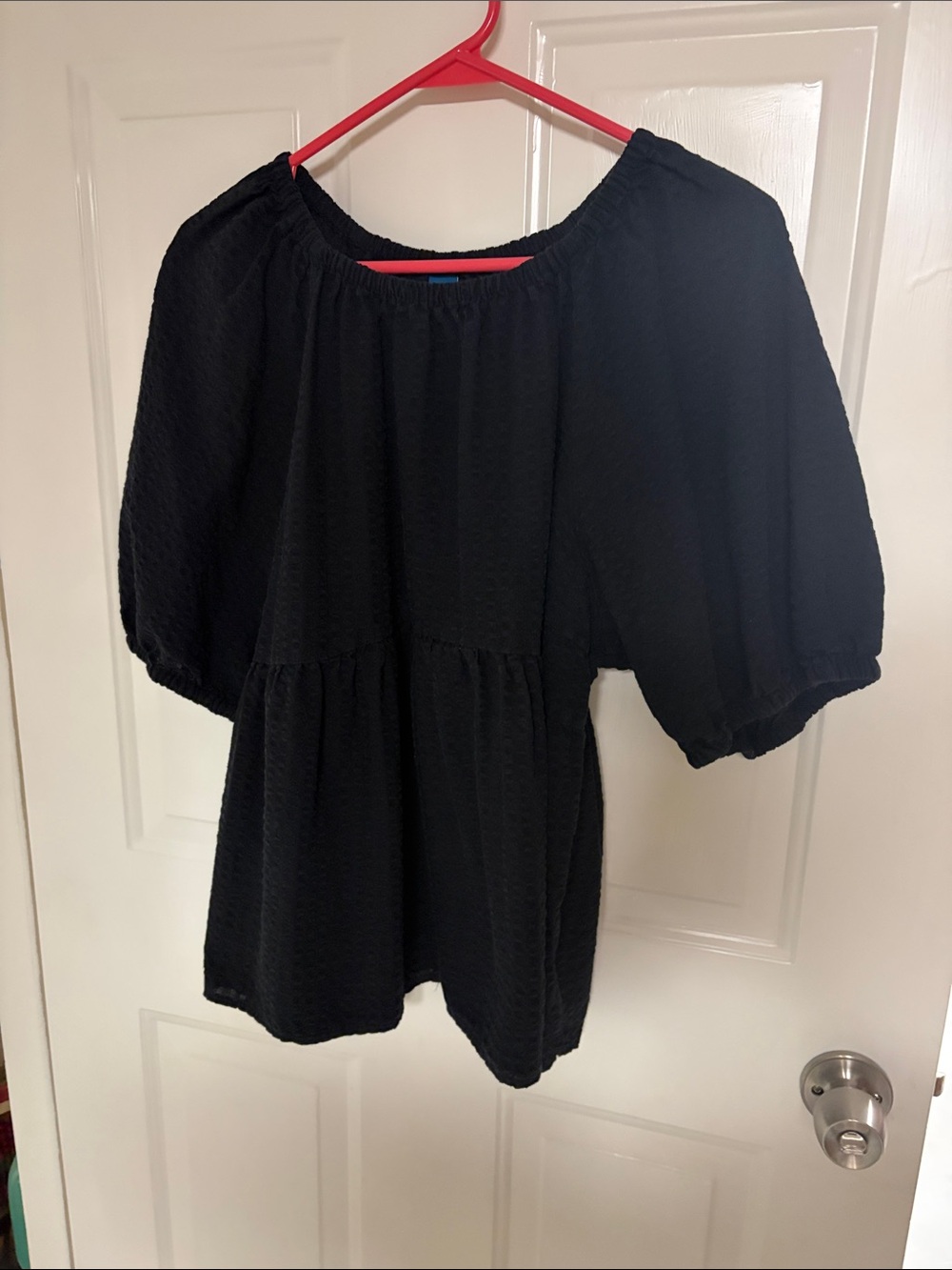 Old Navy Black Peplum Puff-Sleeve Tunic